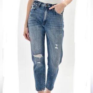 KanCan High Rise Distressed Mom Jeans
